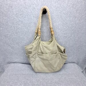 Tommy Bahama Shoulder Bag Women Tan Canvas Rope Handle Nautical Coastal Tote